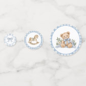 Confettis Table Ours en Velours Bleu Gingham (Devant)