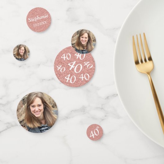 Confettis Table photo rose Gold 40th Birthday (Groupe)