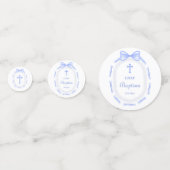 Confettis Tableau Baptême du cadre de ruban bleu (Derrière)