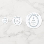 Confettis Tableau de Baptême du cadre grec Dusty Blue Bow (Derrière)