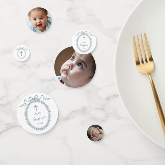 Confettis Tableau de Baptême du cadre grec Dusty Blue Bow (Groupe)