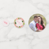 Confettis Tableau Mariage d'aquarelle rose vif moderne (Derrière)