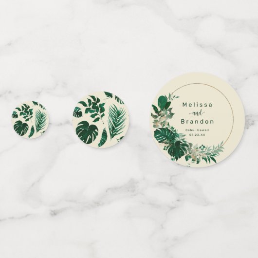 Confettis Tableau Mariage de feuillage et de feuillage tropi (Devant)