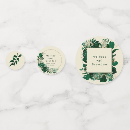 Confettis Tableau Mariage de feuillage et de feuillage tropi (Derrière)