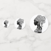 Confettis Tatouage Tribal Portrait de Fille Africaine (Devant)