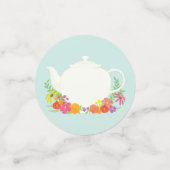 Confettis Tea Party Baby shower Teapot Spring Floral (Petit recto)