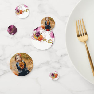 Confettis Thanksgiving First Birthday Burgundy Photo