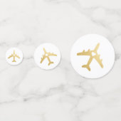 Confettis Thème de voyage Gold Airplane Heart Wanderlust (Devant)