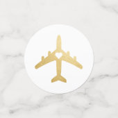 Confettis Thème de voyage Gold Airplane Heart Wanderlust (Petit recto)