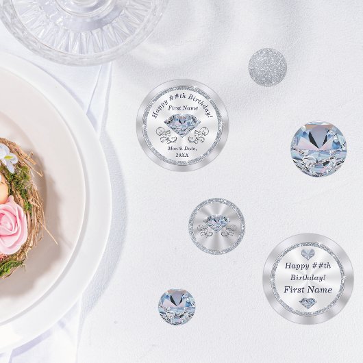 Confettis Thème Diamond Personnalisé, Joyeux tableau d'anniv