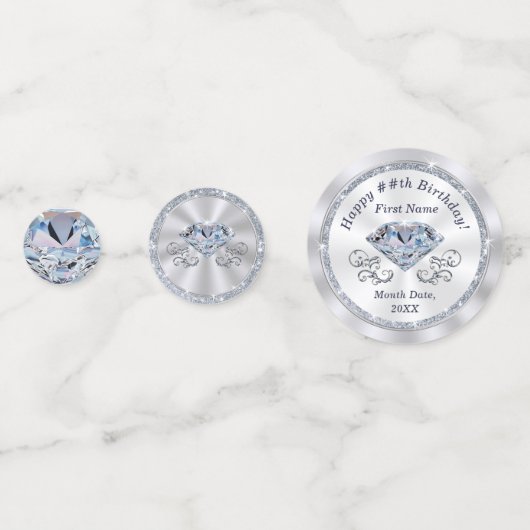 Confettis Thème Diamond Personnalisé, Joyeux tableau d'anniv (Devant)