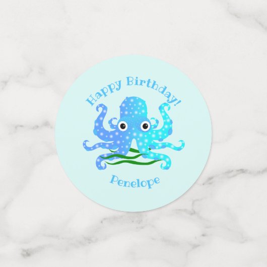 Confettis Thème nautique octopus bleu le plus coupé (Petit recto)