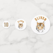 Confettis Tiger Tête Aquarelle Nom Fête Anniversaire (Derrière)