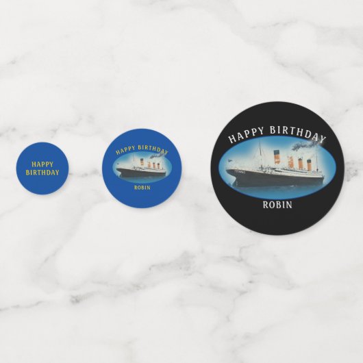 Confettis Titanic Birthday Black RMS White Star Line Ship (Derrière)