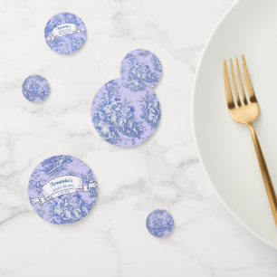 Confettis Toile de Jouy florale bleue violette vintage