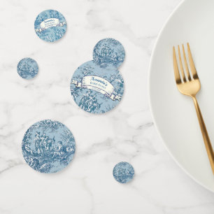 Confettis Toile de Jouy florale vintage bleu sarcelle
