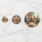 Confettis Tortues célébrant l'anniversaire avec gâteau et ca (Derrière)