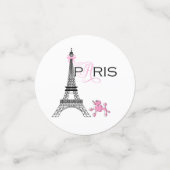 Confettis Tour Eiffel Paris Rose & Poodle Fête à rayures (Petit recto)