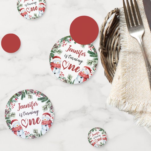 Confettis Tourne-en un | Snowman Noël 1er anniversaire