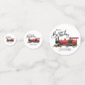 Confettis Train Rouge "Votre Nom" Table d'Anniversaire Confe (Devant)