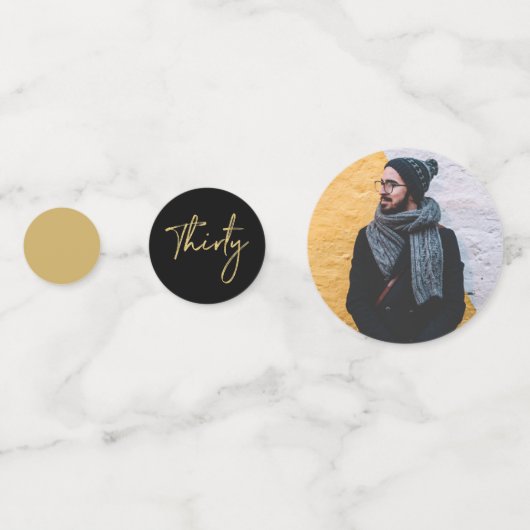 Confettis Trente | Gold & Black Modern 30th Birthday Party (Derrière)