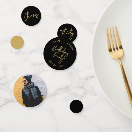 Confettis Trente | Gold & Black Modern 30th Birthday Party (Groupe)