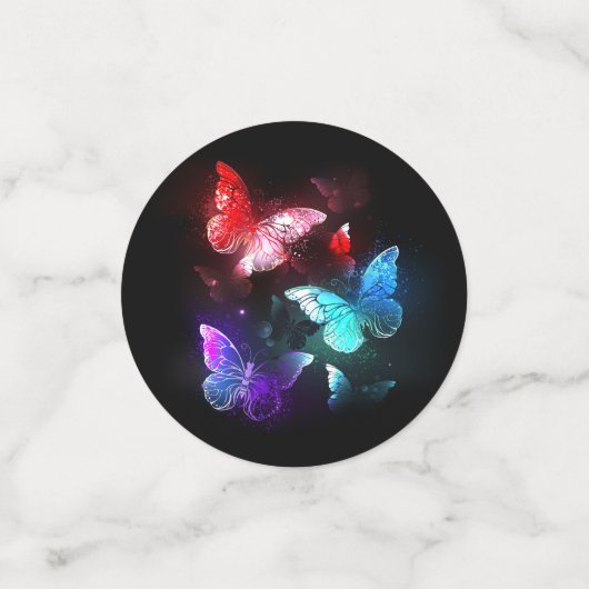 Confettis Trois papillons brillants sur l'arrière - plan de (Petit recto)