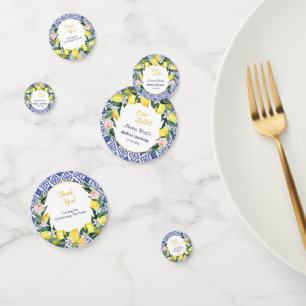 Confettis Tuiles Italiennes Bleues au Citron Fête de Mariage