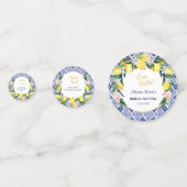 Confettis Tuiles Italiennes Bleues et Citron Fête de Mariage (Devant)