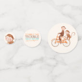 Confettis Twins Baby shower mignon singe double problème (Derrière)