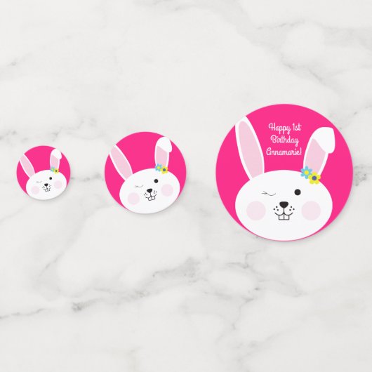 Confettis Un lapin mignon, un lapin mignon, 1er anniversaire (Devant)