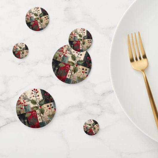Confettis Un Patchwork Rustique d'Hiver aux Baies de Houx (Groupe)