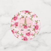 Confettis Unicorn or rose Floral Rose fête d'anniversaire (Petit recto)