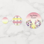 Confettis Unicornes et marguerites, fête "Joyeux anniversair (Devant)