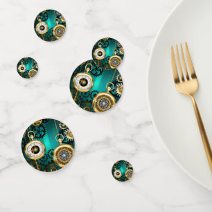 Confettis Veille bijoux Steampunk sur un Arrière - plan vert