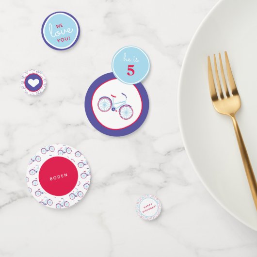 Confettis Vélo moderne en Fête Bleue et Rouge (Groupe)