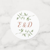 Confettis Verdure Floral Monogramme Terracotta Mariage (Petit recto)