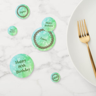 Confettis Vert brillant personnalisé Joyeux 80e anniversaire