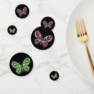 Confettis Vert émeraude et rubis pavés diamant