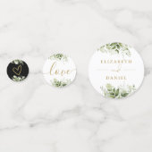 Confettis Vert Floral Élégant Mariage Noir Et Or (Derrière)