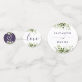 Confettis Vert Floral Élégant violet Mariage (Derrière)