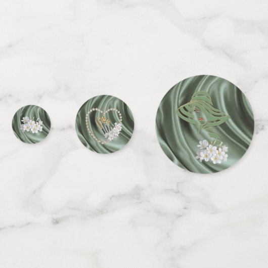 Confettis Vert, ivoire, bleu, or Mariage de soie et perles e (Devant)