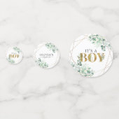 Confettis Vert moderne C'est un garçon Baby shower Eucalyptu (Derrière)