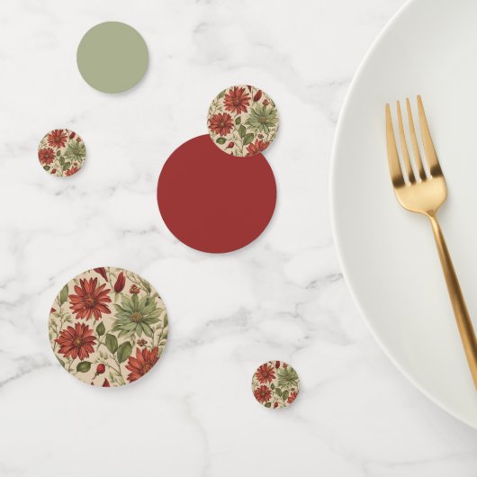 Confettis Vert sauge rustique et floral automne rouge Bourgo (Groupe)