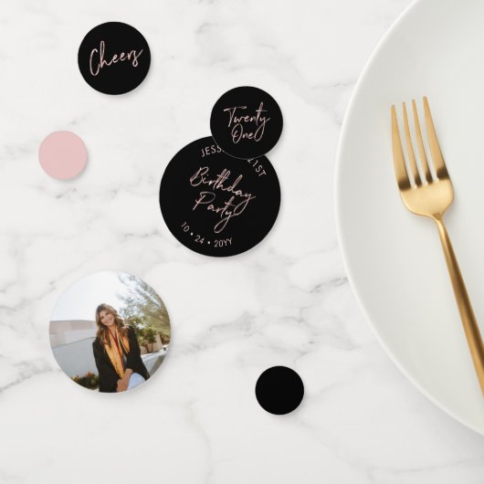Confettis Vingt et un Rose Gold & Black Modern 21e anniversa (Groupe)