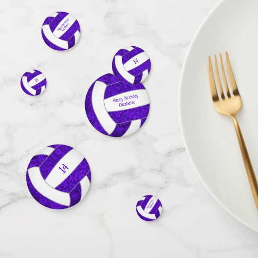 Confettis violet blanc volleyball fille anniversaire personn (Groupe)