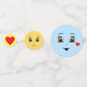 Confettis Visages Joyeux modernes en bleu clair et jaune (Devant)