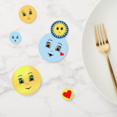 Confettis Visages Joyeux modernes en bleu clair et jaune (Groupe)