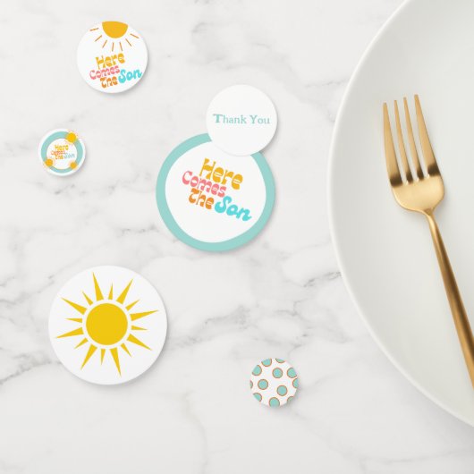 Confettis Voici le baby shower rétro Son (Groupe)