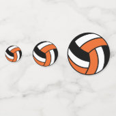 Confettis Volley-ball orange, noir et blanc (Devant)